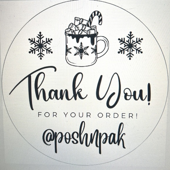 ❄️NEW! 50 CUSTOM HOLIDAY SNOWFLAKE COCOA THANK YOU STICKERS - Picture 1 of 5
